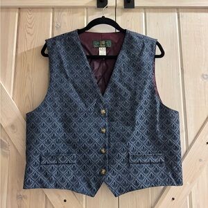 Orvis Blue and Gold Patterned Vest